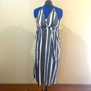 Black and white halter dress